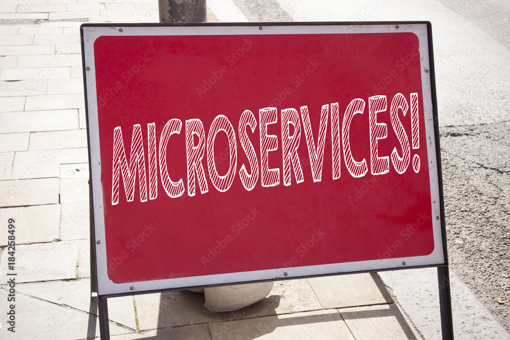 Poster conceptual hand writing text caption inspiration showing microservices. business concept for micro s
