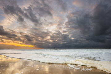 Atlantic beach at sunset
