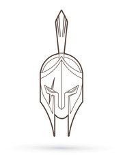 Roman or Greek Helmet , Spartan Helmet, Angry Warrior face outline graphic vector