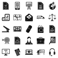 Work paper icons set, simple style