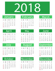 Calendar for 2018 vector illustration