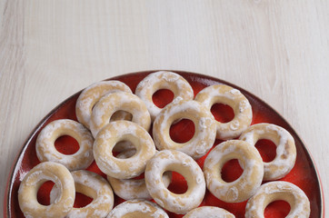 Glazed bagels in plate