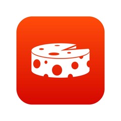 Cheese wheel icon digital red