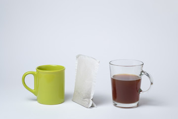 Tea bag with two cups