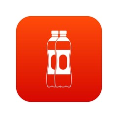 Two plastic bottles icon digital red