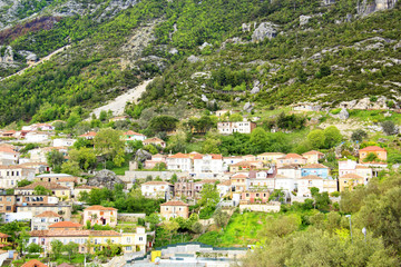 Fototapeta na wymiar Beautiful view of the medieval town of Kruja at the top of the Sary-Saltiki mountain in Albania