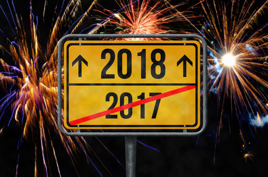 2017-2018 Feuerwerk Silvester Ortsschild