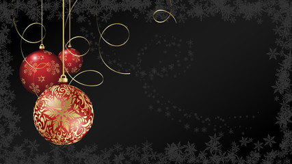 Editable Christmas background with ornaments in red and gold tones for congratulations