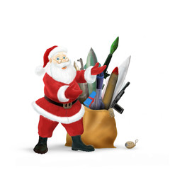 Santa's the new year presents, toy guns and missiles for christmas
