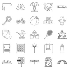 Cradle icons set, outline style