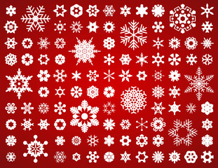 100 different vector snowflakes icons set - Filled - 184265284