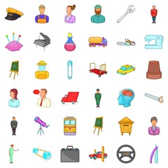 Leader icons set, cartoon style