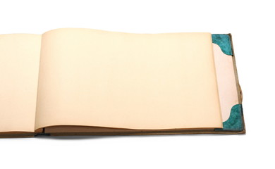 Old vintage sketch album, isolated on white background