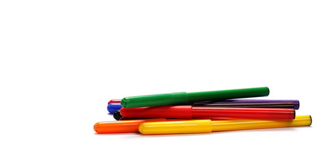 Colorful felt pen markers isolated on white background