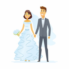 Wedding - cartoon people characters isolated illustration