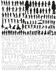 large collection of silhouettes of children, children's outfits