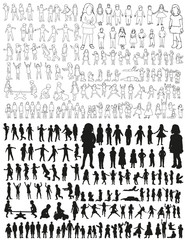 collection of silhouettes of children, children's outfits