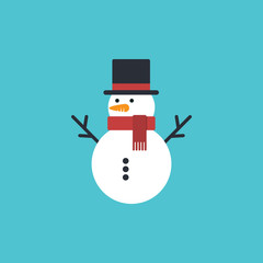 Christmas snowman isolated on white background. Vector illustration