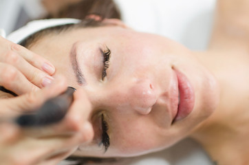 Mesotherapy without needles treatment on female face