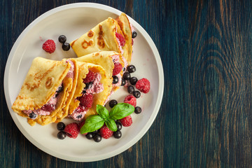 Delicious tasty homemade traditional crepes