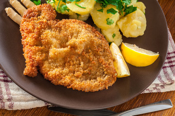 Homemade breaded viennese schnitzel
