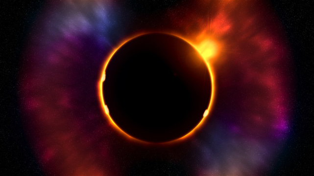 Sun eclipse in space illustration
