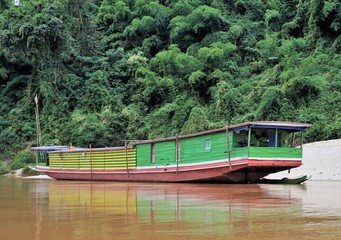 Slow boat on the Mekong river in Laos