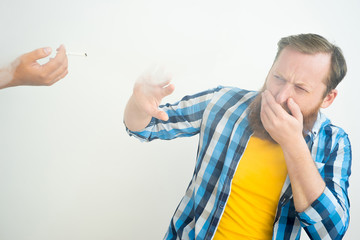 Man refusing a cigarette