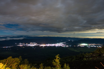 View from the top of the Fuji Mountains to the shining city