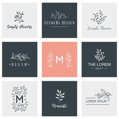 Floral logo collection. Logos, badges, emblems, logotypes design. 
