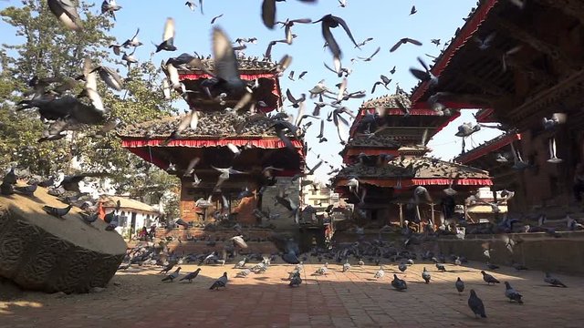 Kathmandu, Nepal - November 21, 2017: View of Durbar square in Bhaktapur Nepal in the Kathmandu Valley, Asia