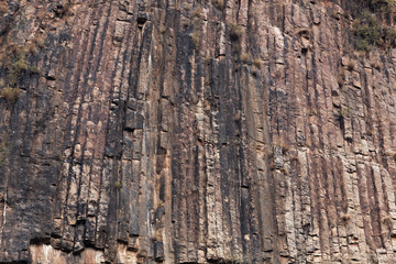 Columnar basalt in a rock wall