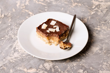 Stack of Chocolate Cookies with Caramel. Homemade Baking