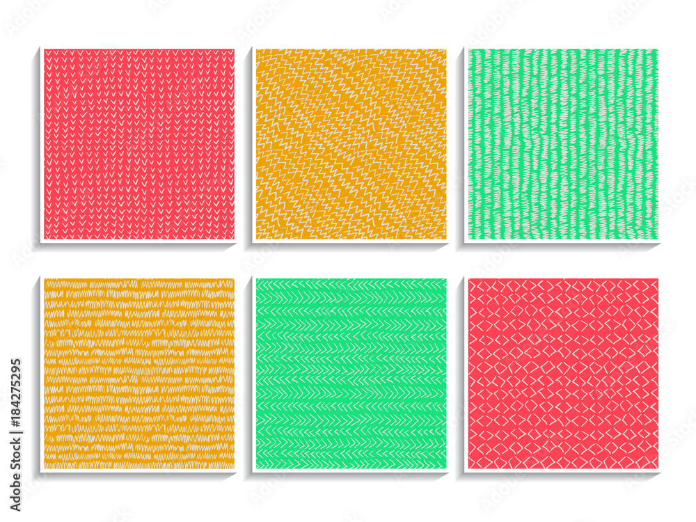 Poster doodle patterns set sketch textures abstract colorful