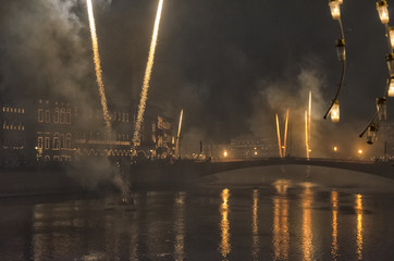 Naklejka na ściany i meble The new year's fireworks over the Arno river
