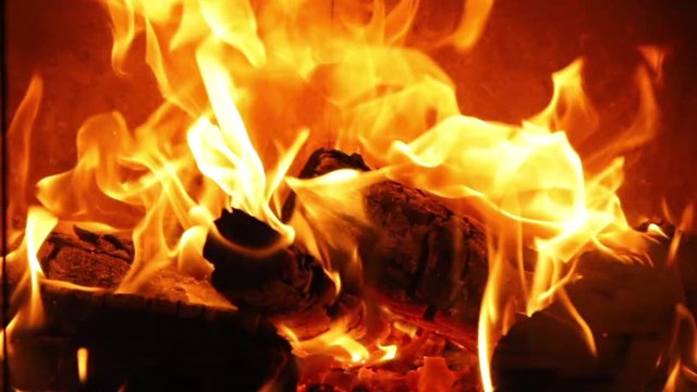 Flames of a fireplace