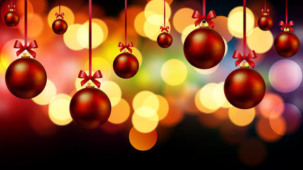 Fototapeta na wymiar red christmas balls on bokeh background