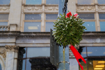 Christmastime 2017 in Troy NY downtown during snow storm