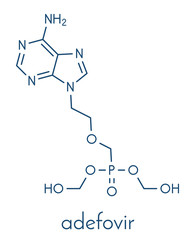 Fototapeta premium Adefovir hepatitis B and herpes simplex virus (HSV) drug molecule. Skeletal formula.