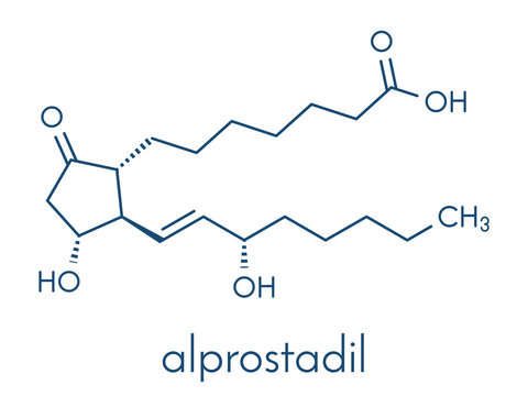Alprostadil (prostaglandin E1) erectile dysfunction drug molecule. Skeletal formula.