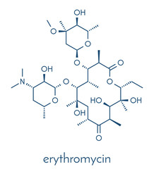 Fototapeta premium Erythromycin antibiotic drug (macrolide class), chemical structure Skeletal formula.