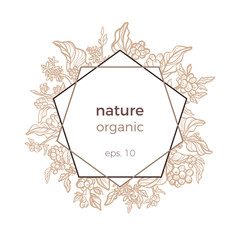 Vector template with frame of coffee branch