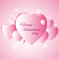 Valentine's Day. Pink hearts. Abstract vector background. The holiday of lovers. Congratulation. Card.