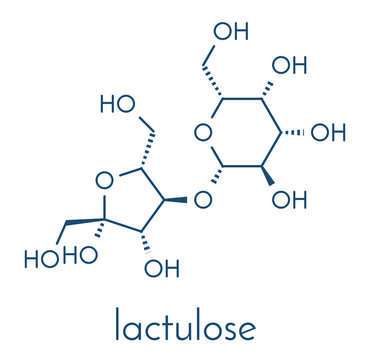 Lactulose chronic constipation drug (laxative) molecule. Skeletal formula.