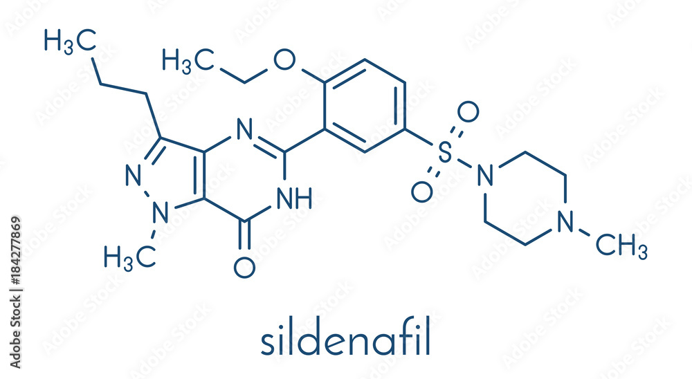 Canvas Prints Sildenafil erectile dysfunction drug molecule. Skeletal formula.