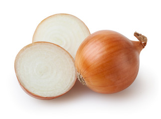 Onion bulbs isolated on white background with clipping path