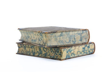 Old Books Stacked Isolated on White Background