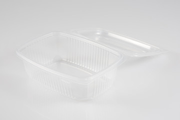 Plastic food box isolated on white background