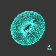 Torus. Molecular lattice. Connection structure. 3d Vector Illustration.