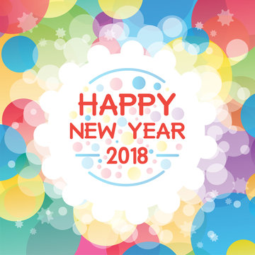 Happy New Year 2018 background decoration. Greeting card design template 2018 confetti. Vector illustration of date 2018 year